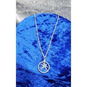 vintage gold/silver tone circled star adjustable necklace